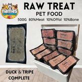 RAW TREAT Frozen Dog Pet Food 20 x 500g 80/10/10 Complete - DUCK AND TRIPE